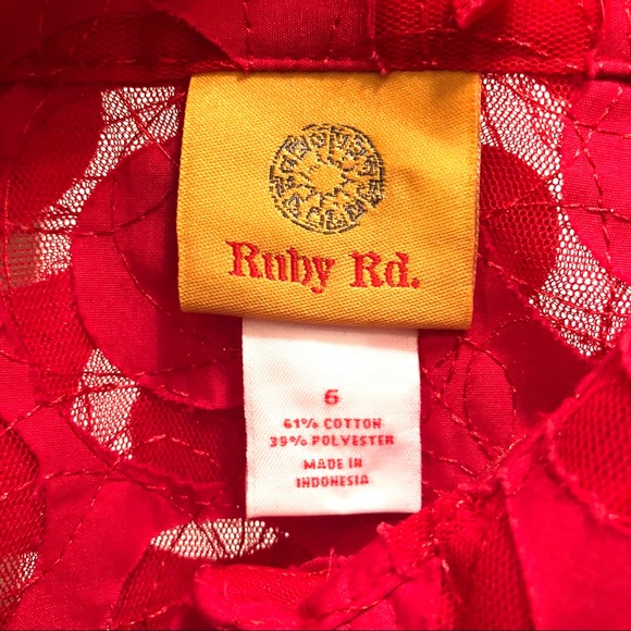 Ruby Rd. Red sheer button collar top - Picture 5 of 9